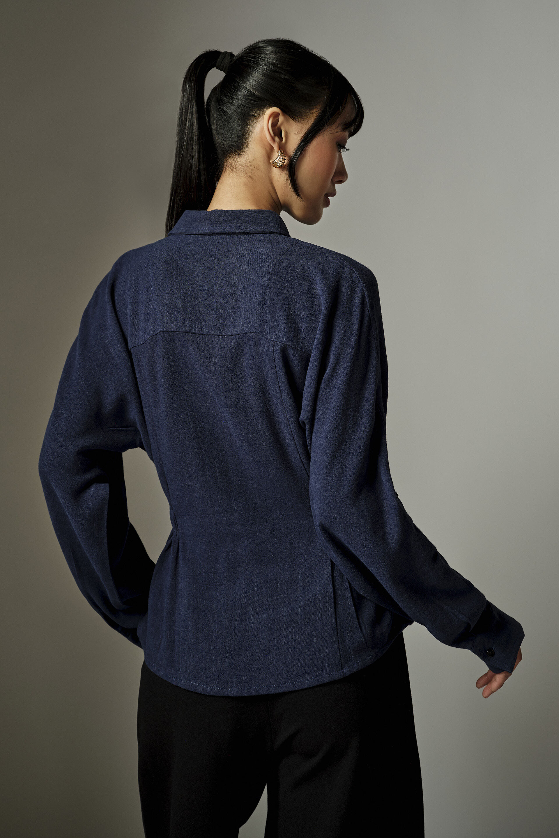 Avery Blue Collared Top, Blue, image 6